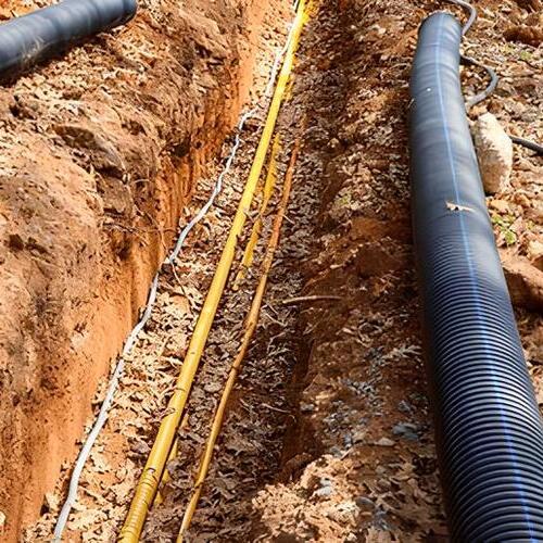 gas line laying in a ditch