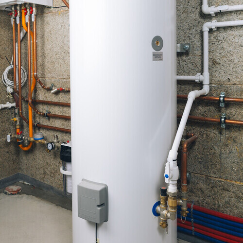 water heater against a wall
